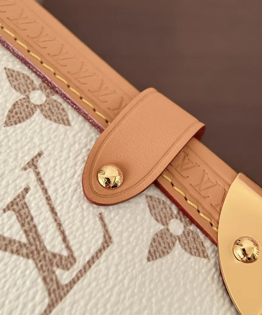 Деталь кожаной отделки с золотистой заклепкой на канве Monogram
