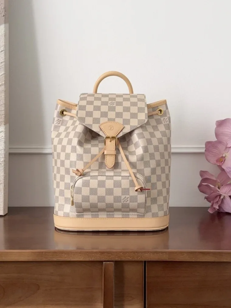 Louis Vuitton Рюкзак Montsouris в белую клетку Damier Azur