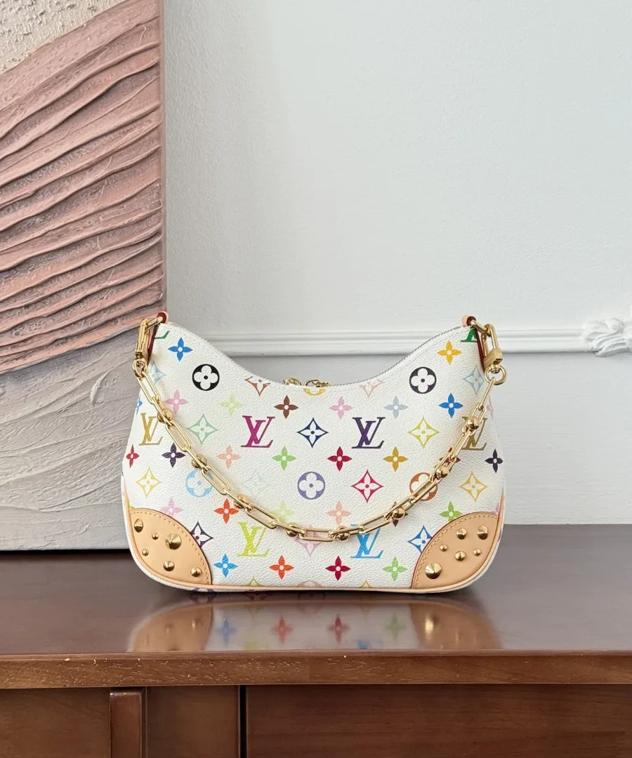 Разноцветная сумка-хобо Louis Vuitton Boulogne с прикрепленной золотистой цепочкой