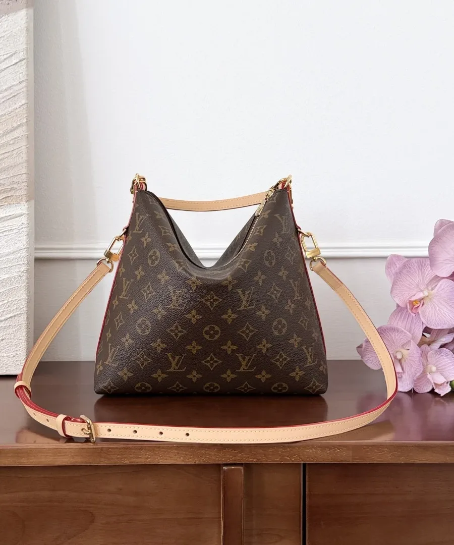 Сумка-хобо Louis Vuitton Monogram с длинным кожаным ремнем через плечо, вид спереди