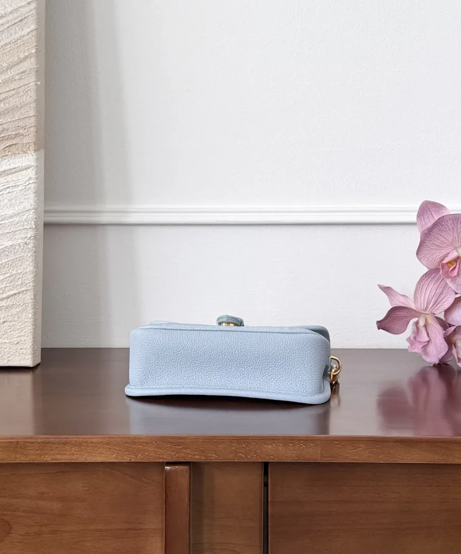Голубая кожаная сумка Louis Vuitton Nano Diane, вид снизу