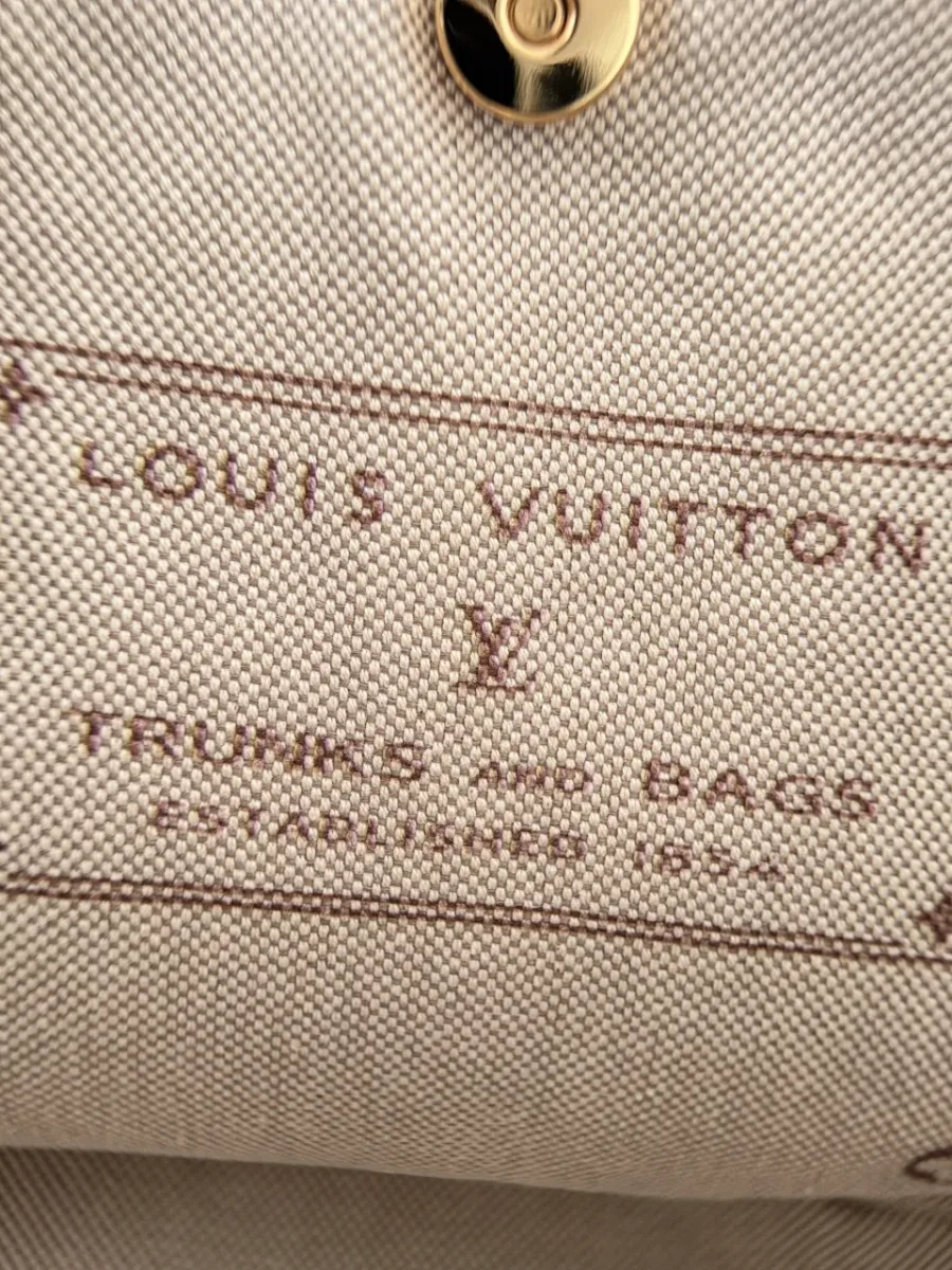 Текстильная подкладка сумки с принтом Louis Vuitton Trunks and Bags.
