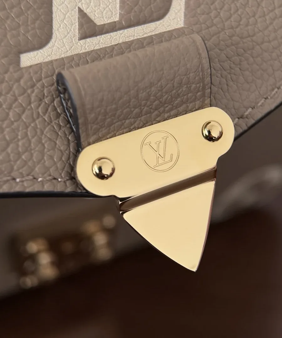 Деталь золотистого замка S-lock на клапане сумки Pochette Métis