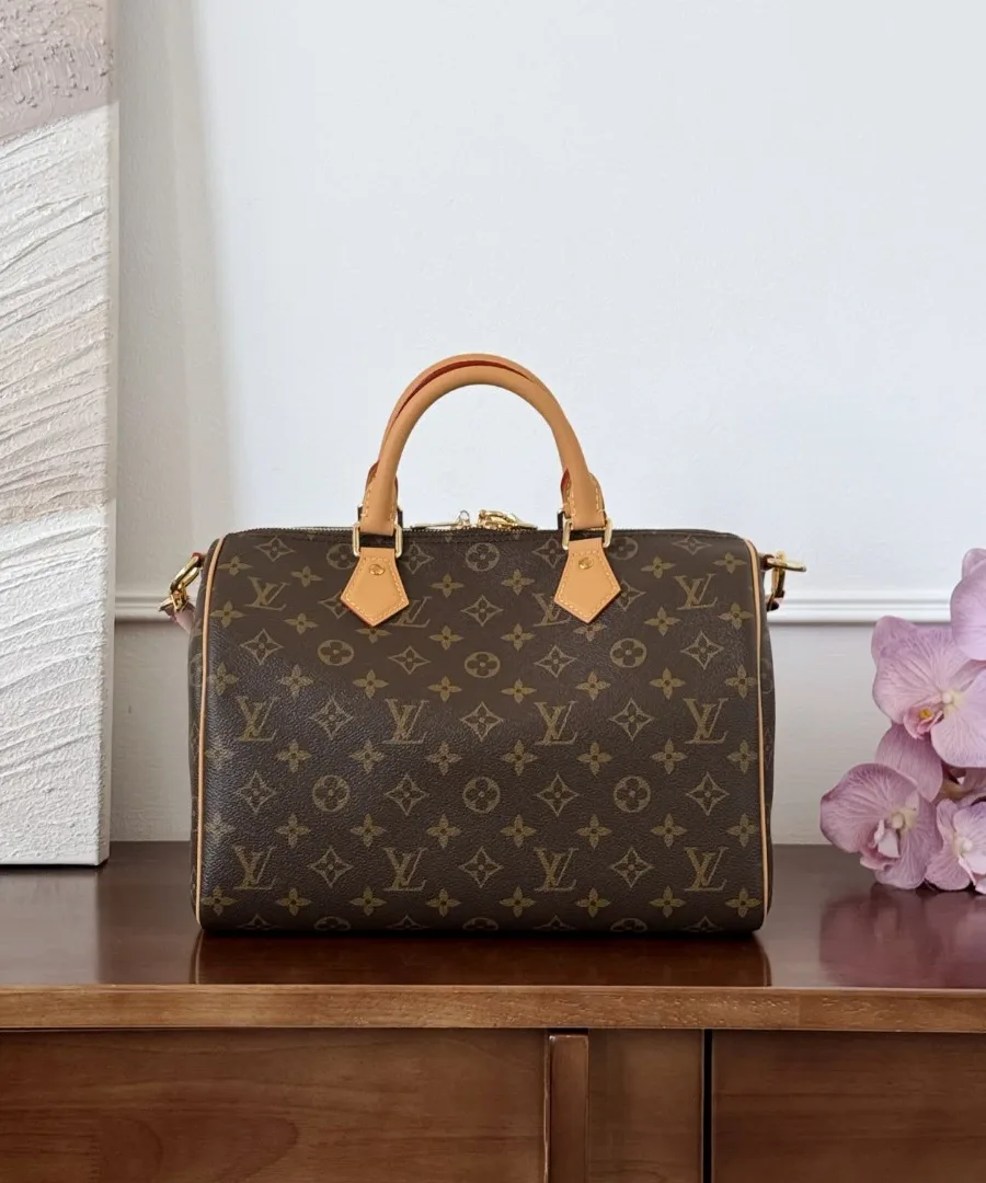 Коричневая сумка Louis Vuitton Speedy 30 из канвы Monogram, вид сзади