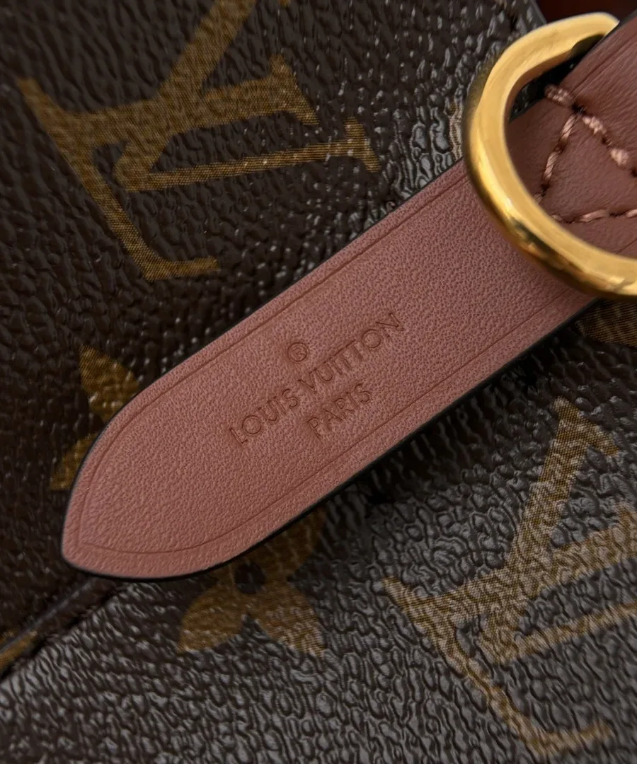 Крупный план кожаного ремешка с тиснением Louis Vuitton Paris