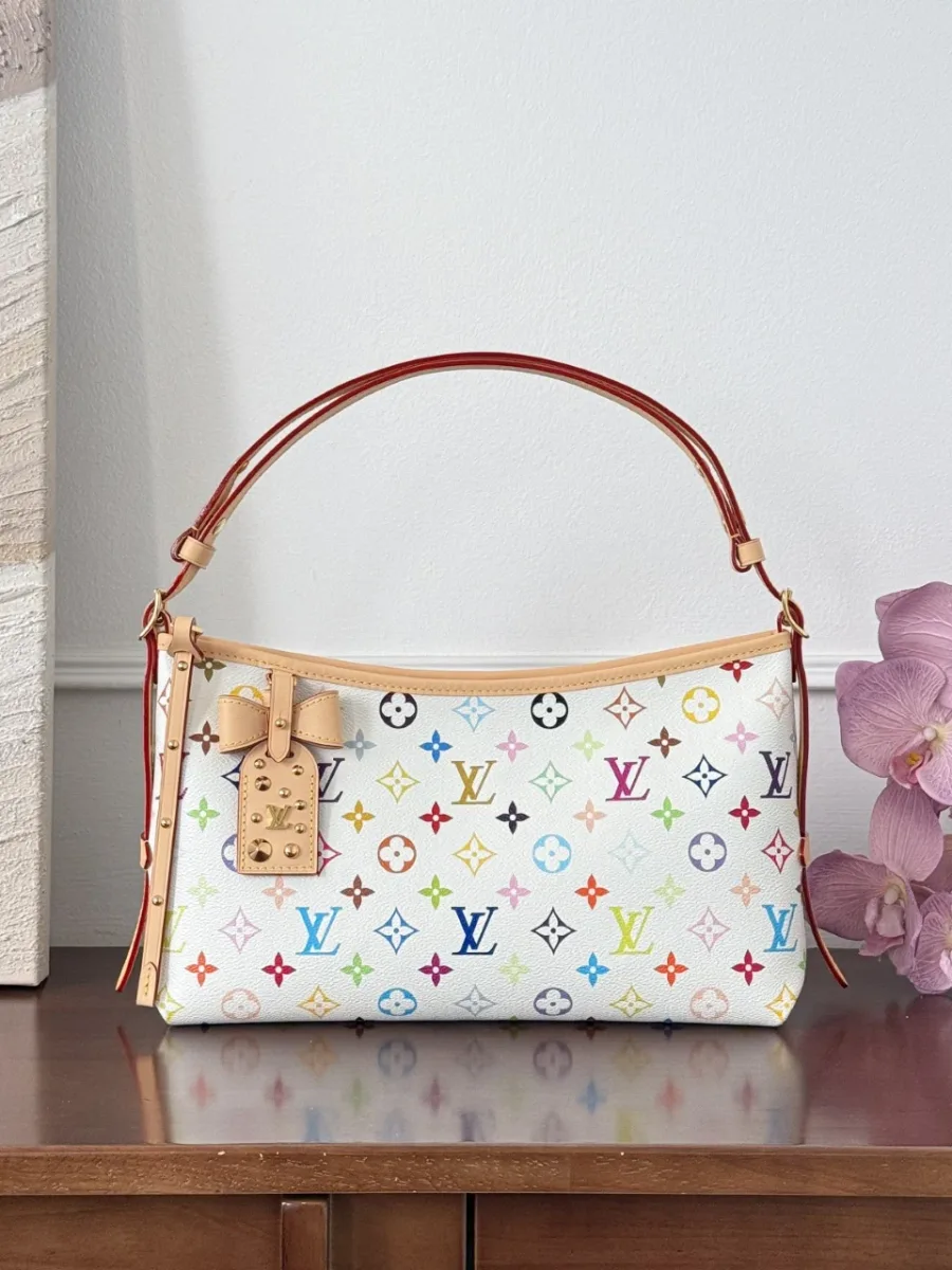 Белая сумка Louis Vuitton CarryAll Monogram Multicolore с кожаной отделкой, вид спереди