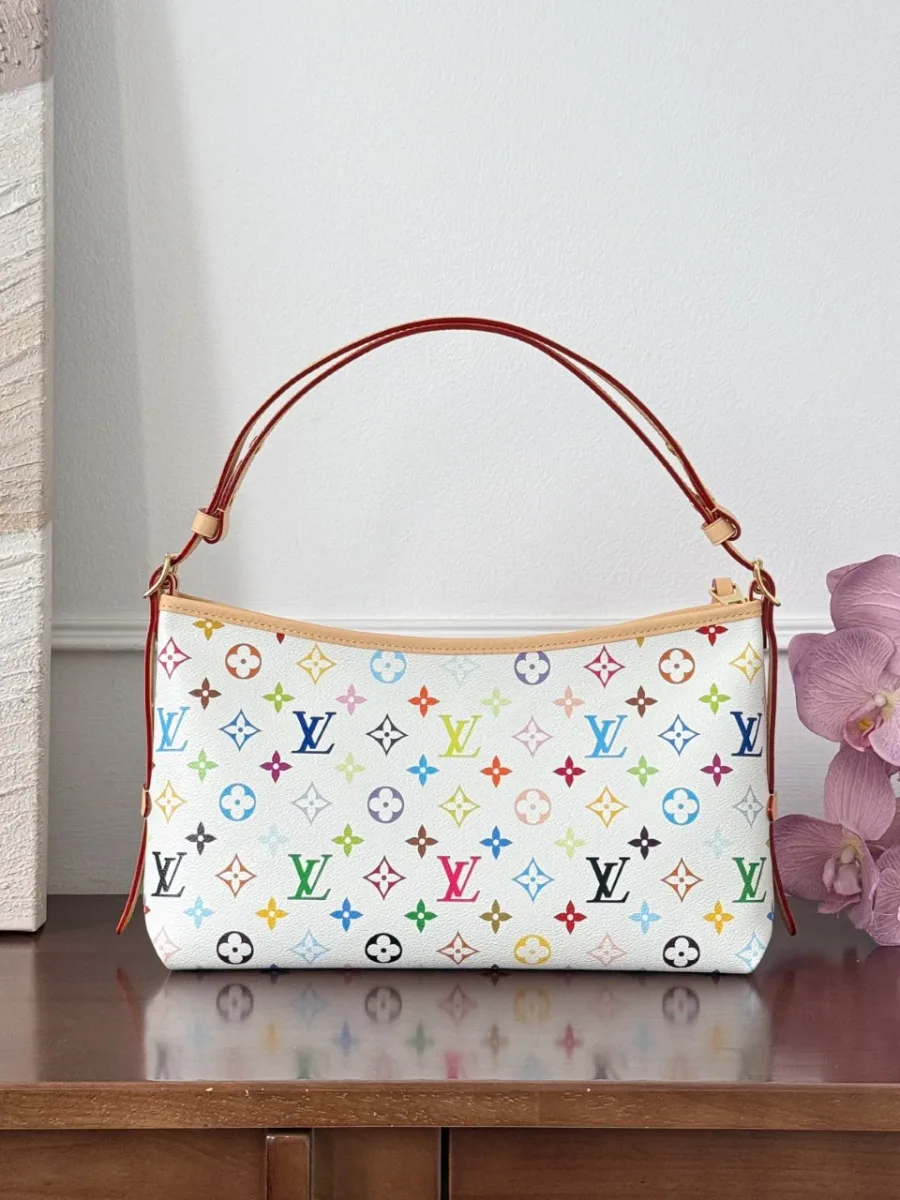 Белая сумка Louis Vuitton CarryAll Monogram Multicolore, вид сзади