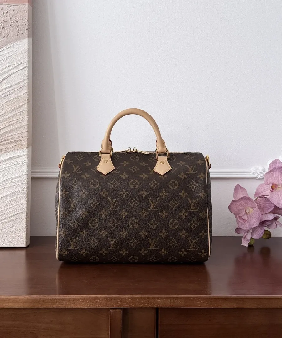 Коричневая сумка Louis Vuitton Speedy 30 из канвы Monogram, вид спереди