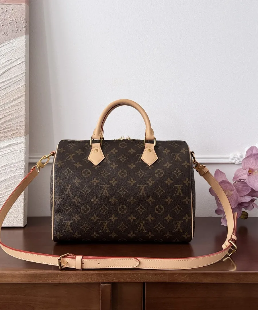 Коричневая сумка Louis Vuitton Speedy 30 с прикрепленным кожаным плечевым ремнем