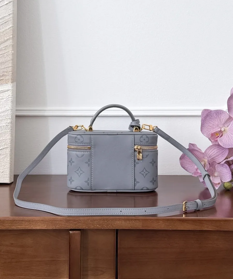 Серая сумка Louis Vuitton Vanity с кожаным плечевым ремнем, вид спереди