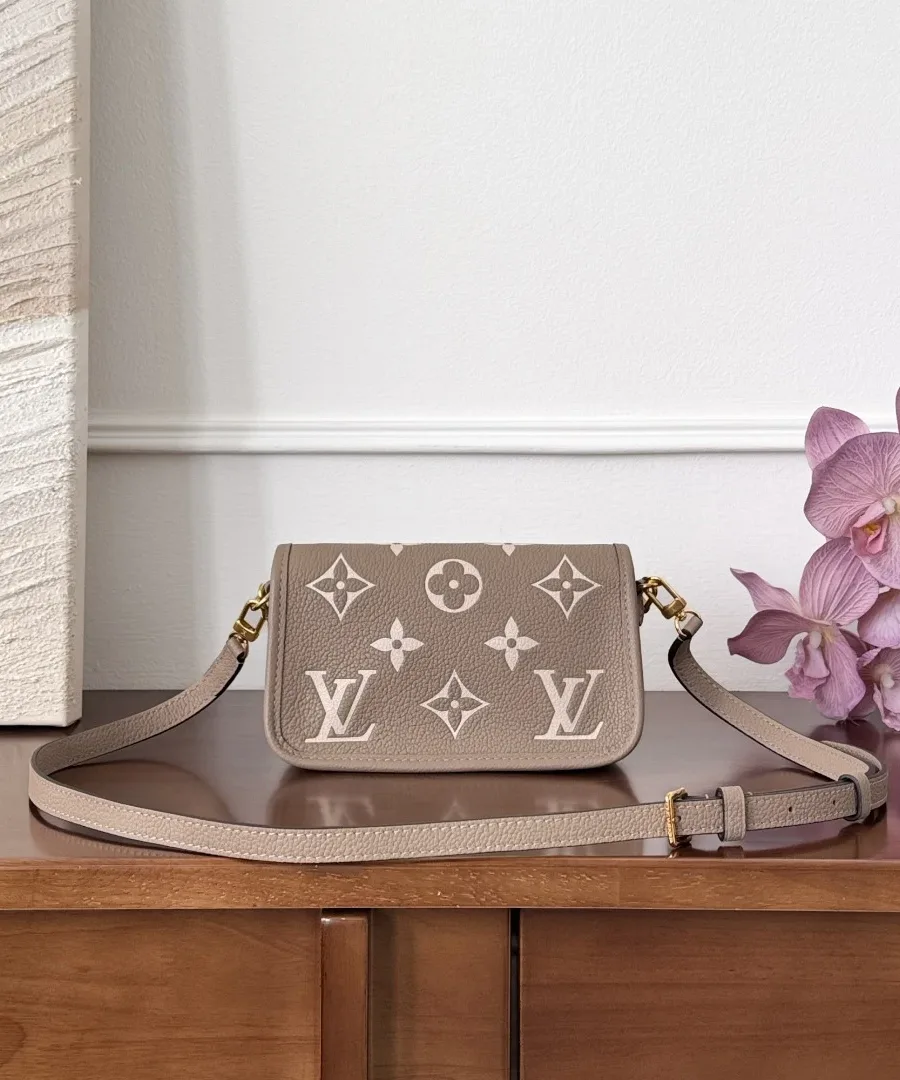 Серо-бежевая сумка Louis Vuitton Nano Diane с плечевым ремнем
