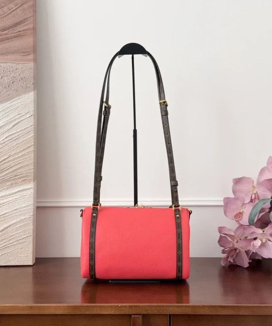 Розовая кожаная сумка Louis Vuitton Express, вид сзади