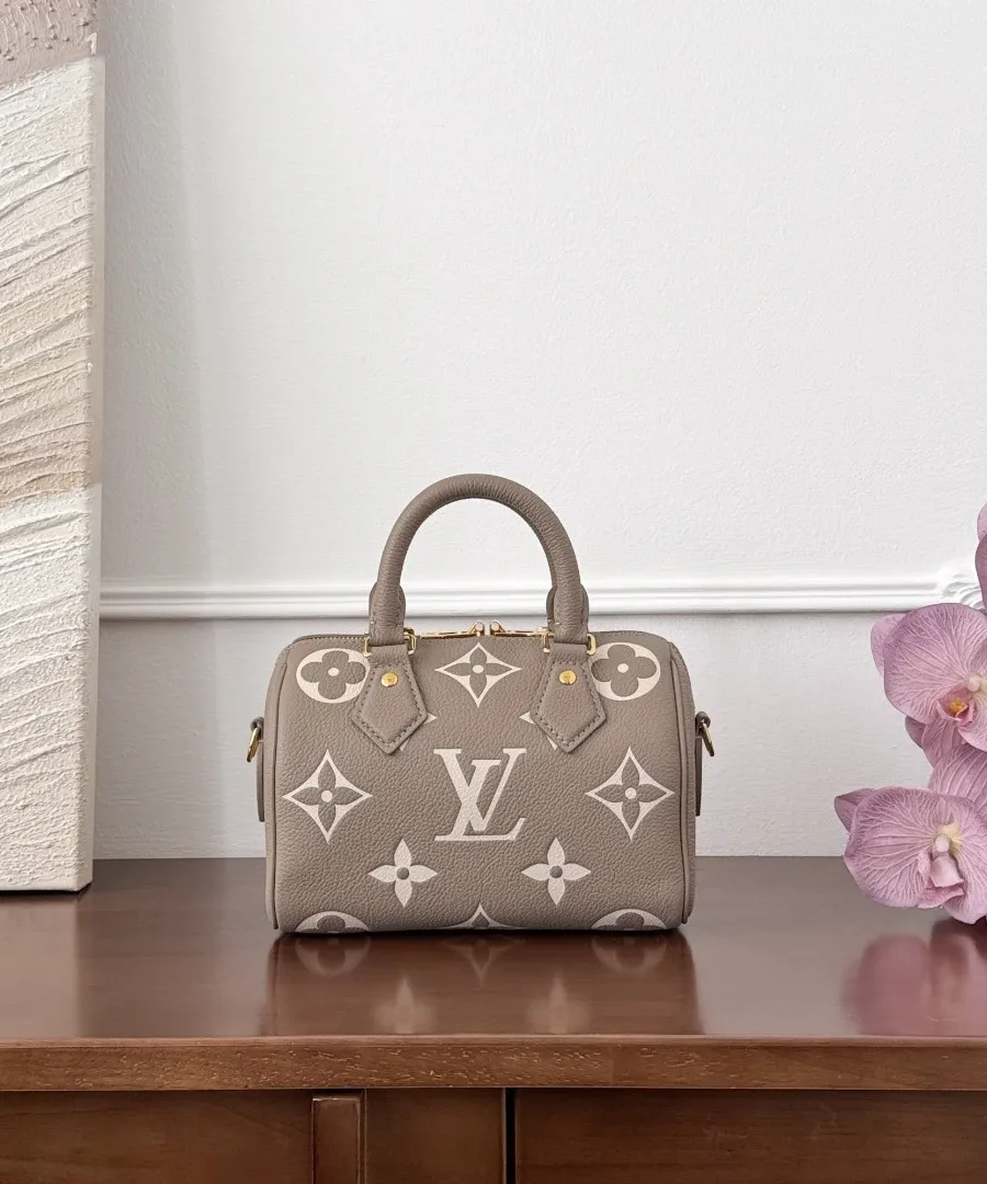 Серая сумка Speedy 20 с монограммой, вид спереди