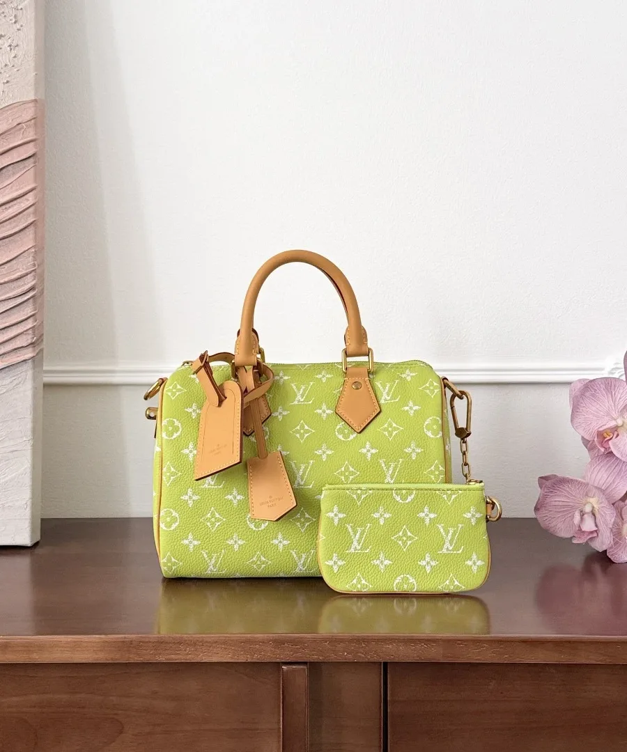 Зелёная сумка Speedy 25 с мини-кошельком, вид спереди