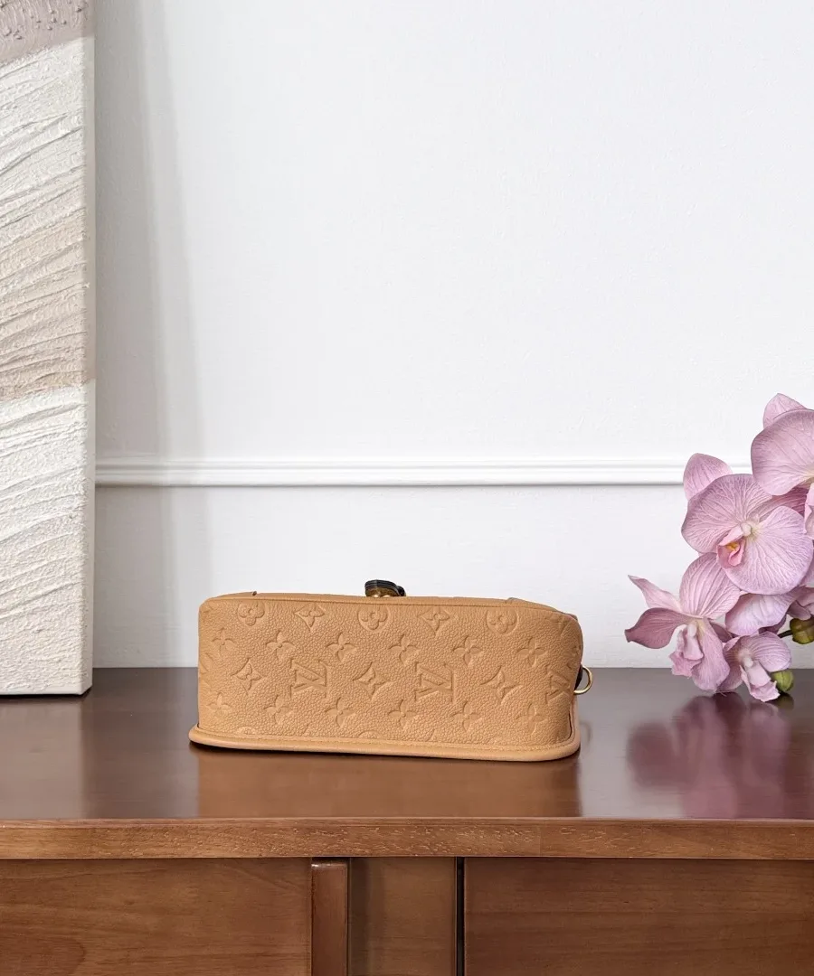 Нижняя часть коричневой сумки Louis Vuitton Diane с тиснением Monogram