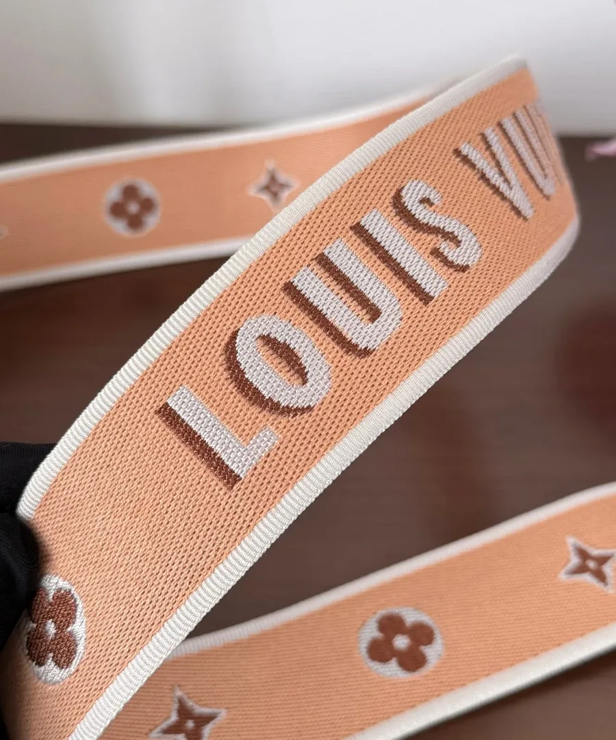Текстильный плечевой ремень с жаккардовой надписью Louis Vuitton