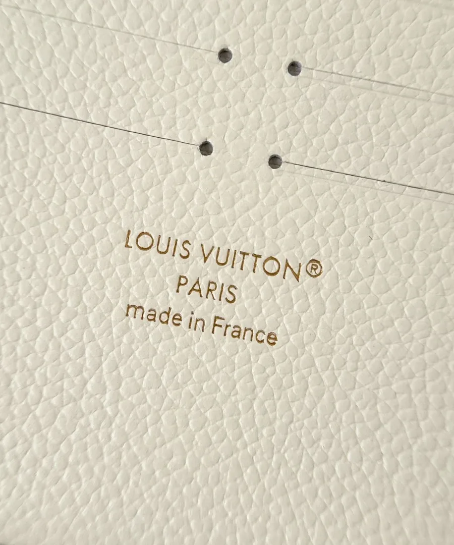 Внутреннее отделение сумки с золотистым тиснением Louis Vuitton Paris