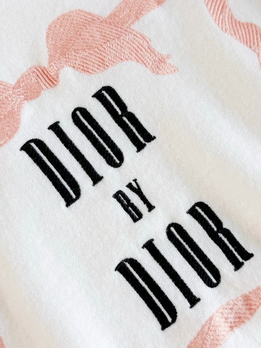 Контрастная надпись Dior by Dior на груди джемпера