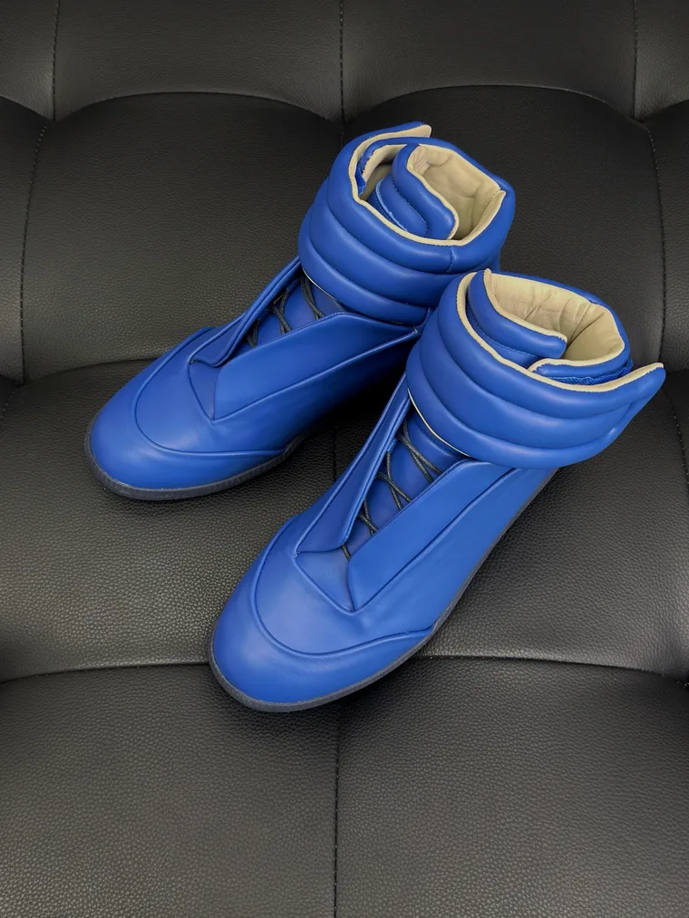 Maison Margiela Синие высокие кожаные кеды Future