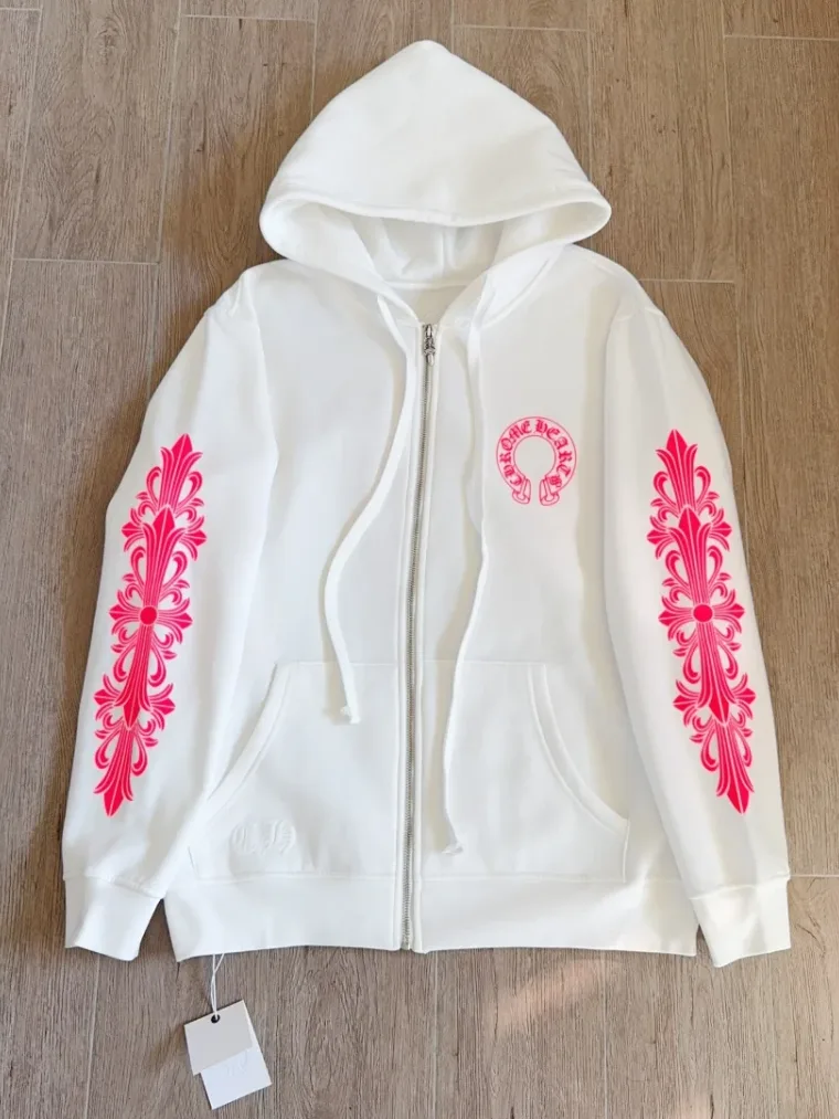 Chrome Hearts Зип-худи с розовым принтом