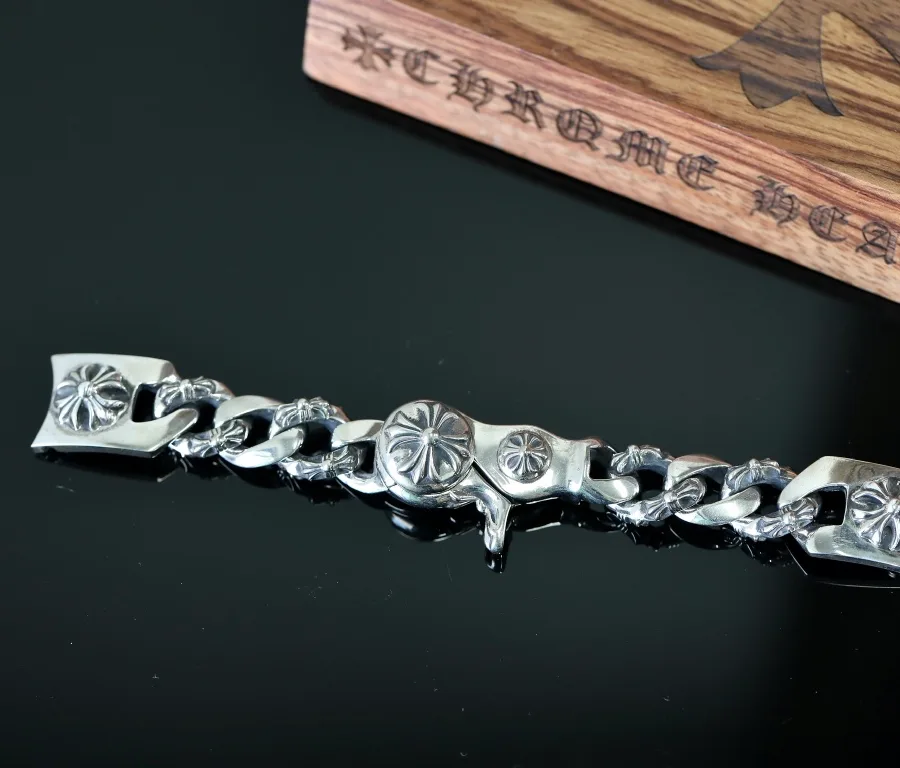 Серебряный браслет для часов Chrome Hearts в сборе во всю длину