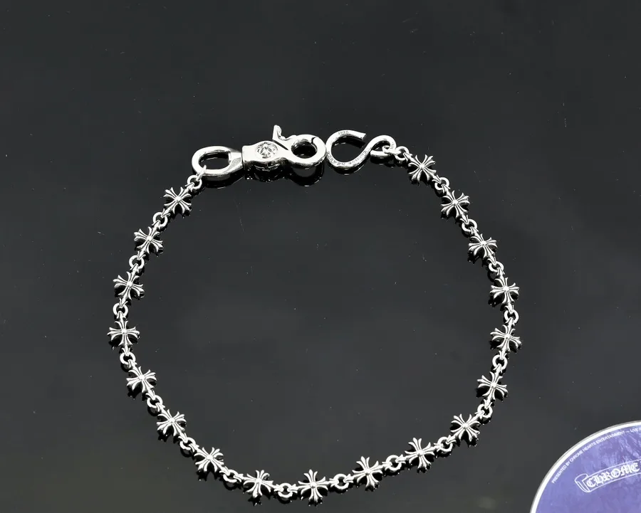 Серебряная цепочка Chrome Hearts с карабином и крючком, выложенная кольцом