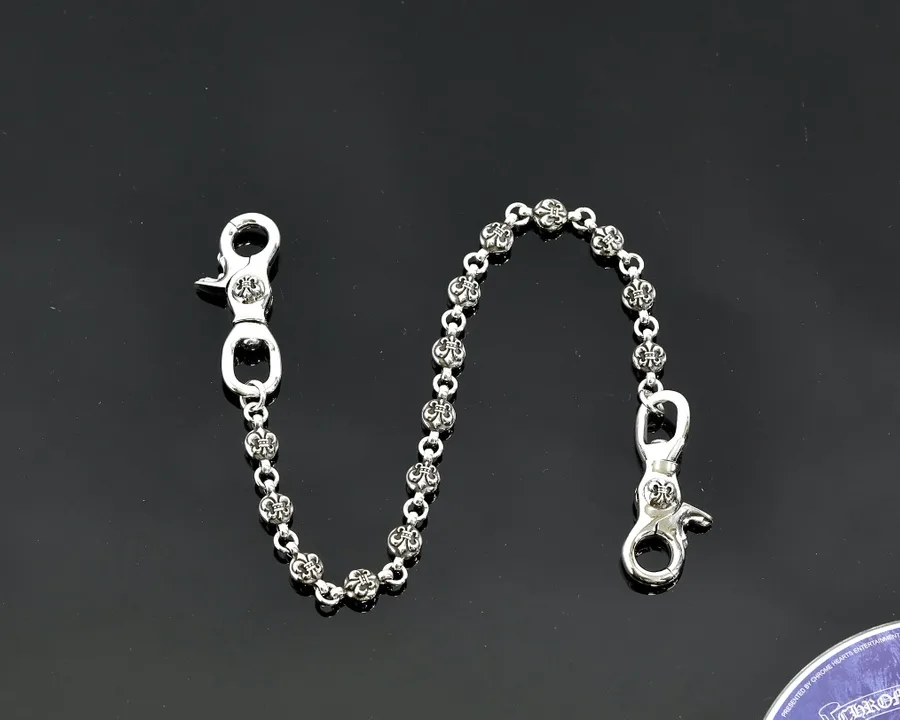 Серебряная цепочка для сумки Chrome Hearts Tiny CH Cross с карабинами