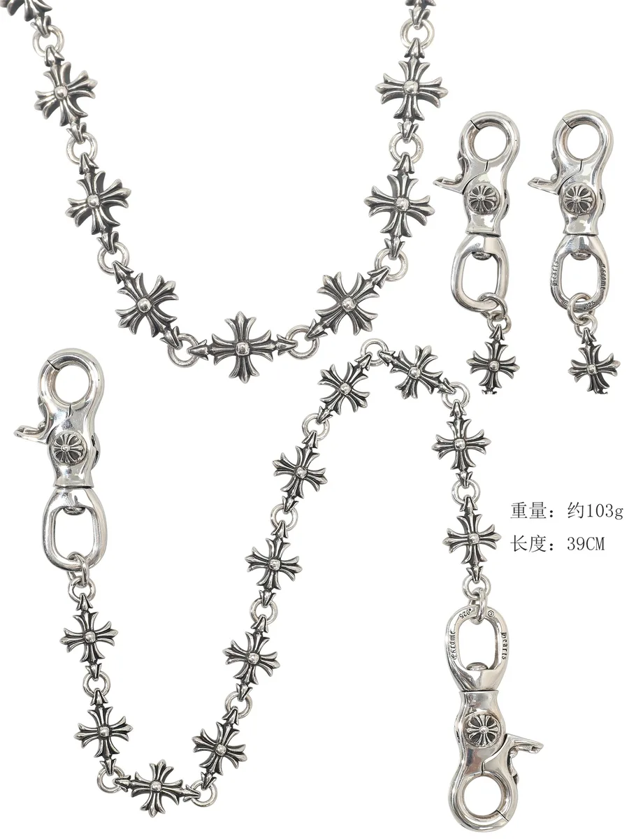 Коллаж элементов и деталей серебряной цепочки Chrome Hearts