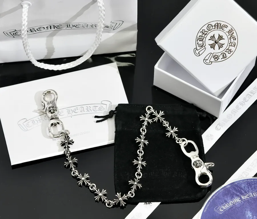 Серебряная цепочка Chrome Hearts в комплекте с фирменной коробкой, пакетом и чехлом