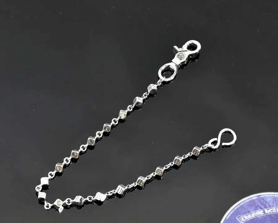 Серебряная цепь Chrome Hearts с карабином и S-образным крючком
