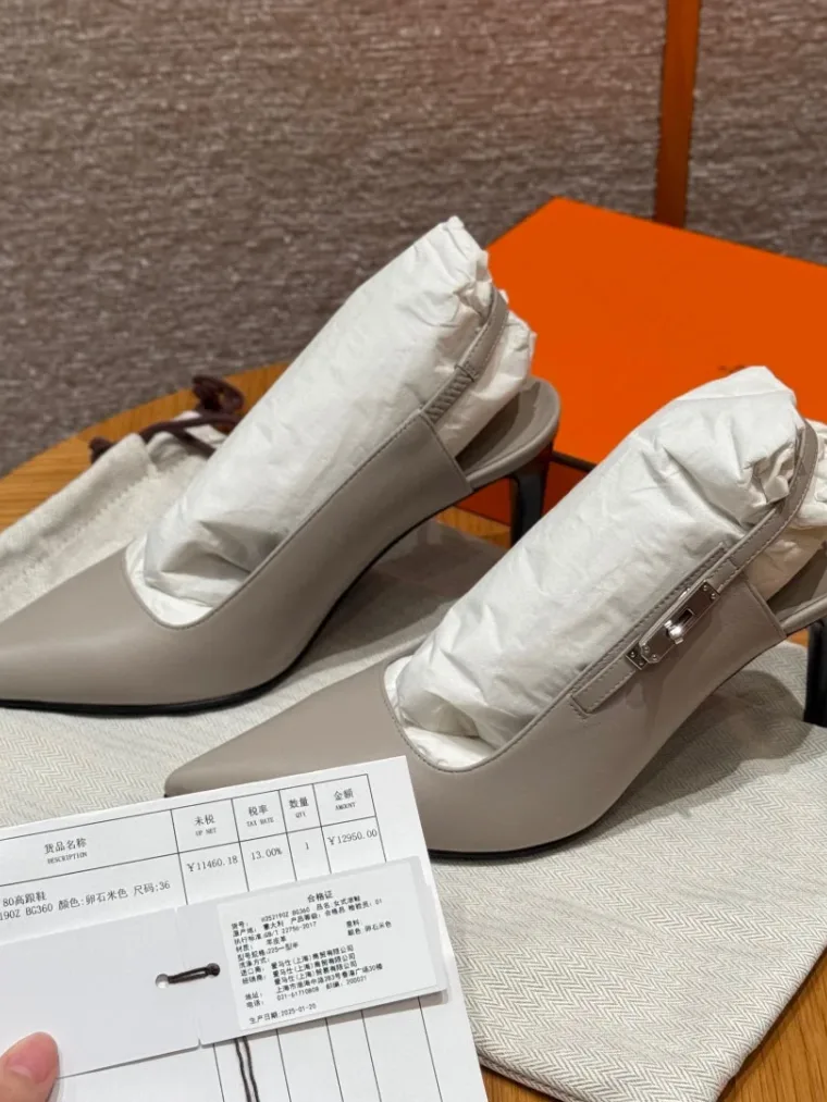 Hermes Туфли Lover овчина Pebble Beige