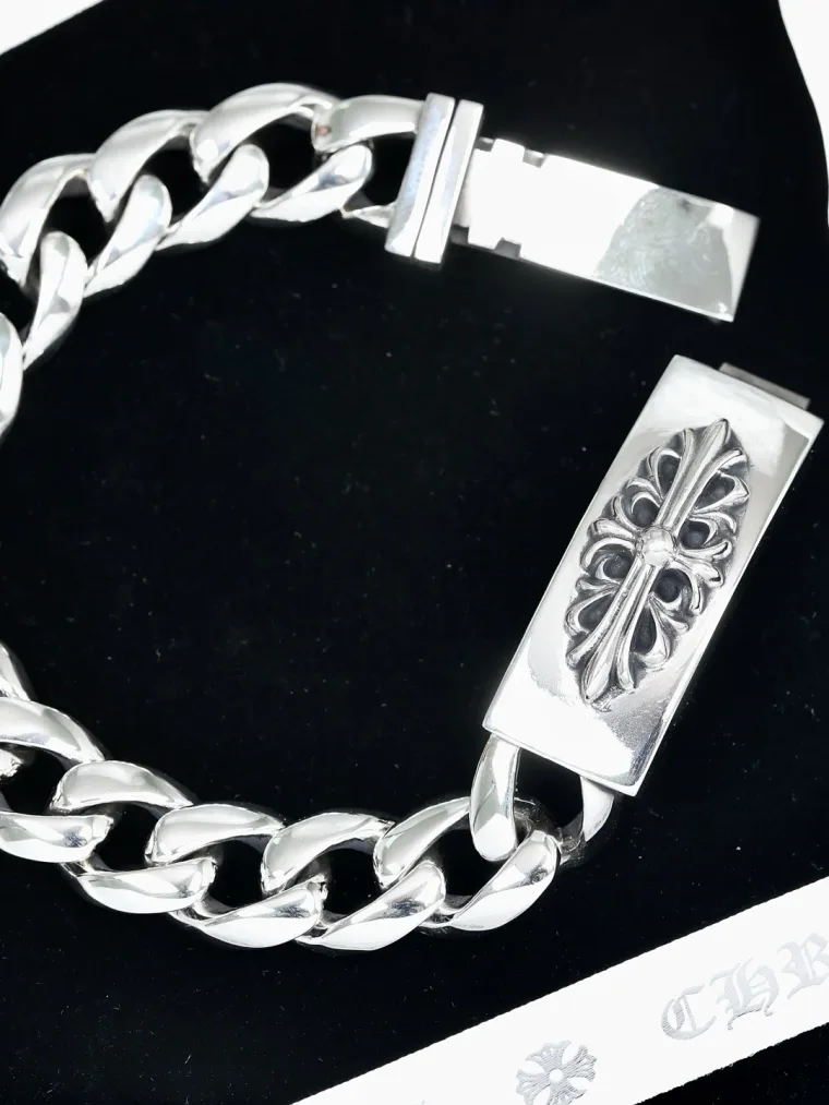 Chrome Hearts Серебряный браслет-цепь Floral Cross