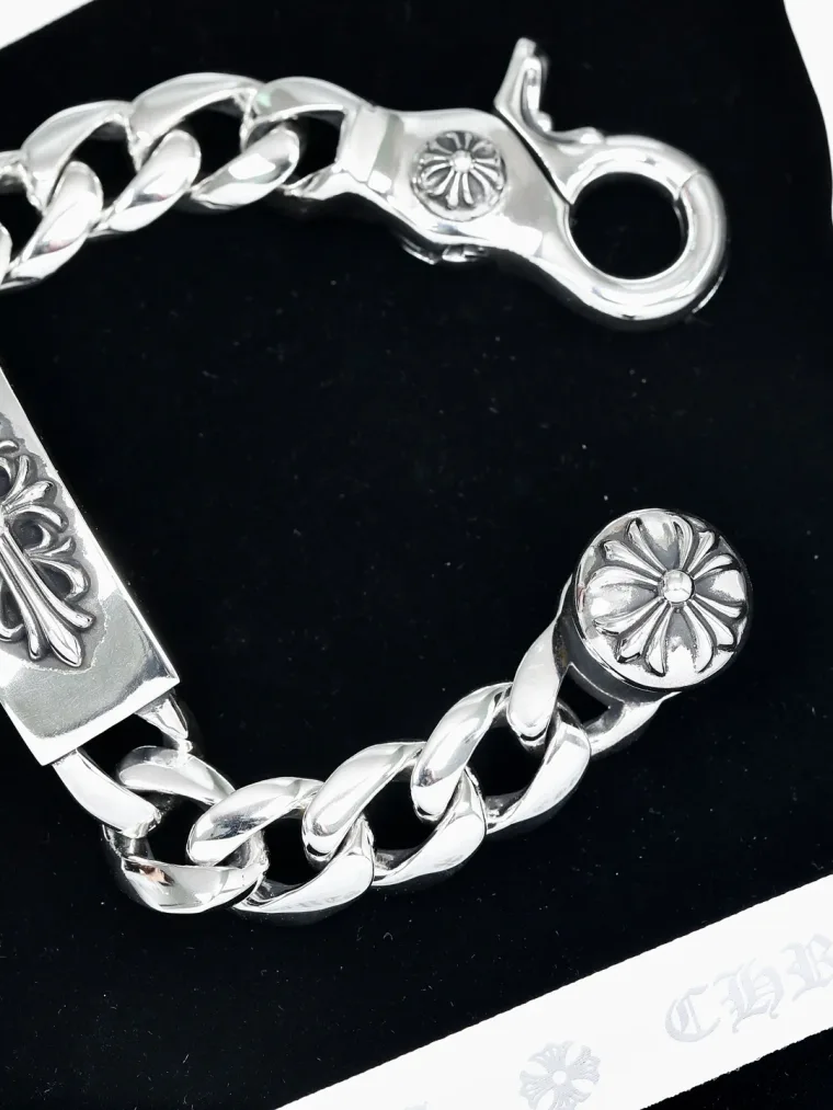Chrome Hearts Серебряный браслет-цепь Floral Cross ID