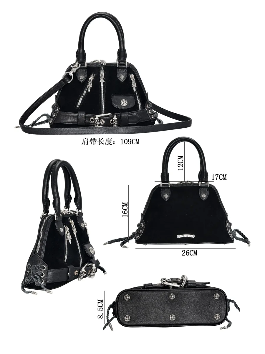 Черная сумка Chrome Hearts из замши