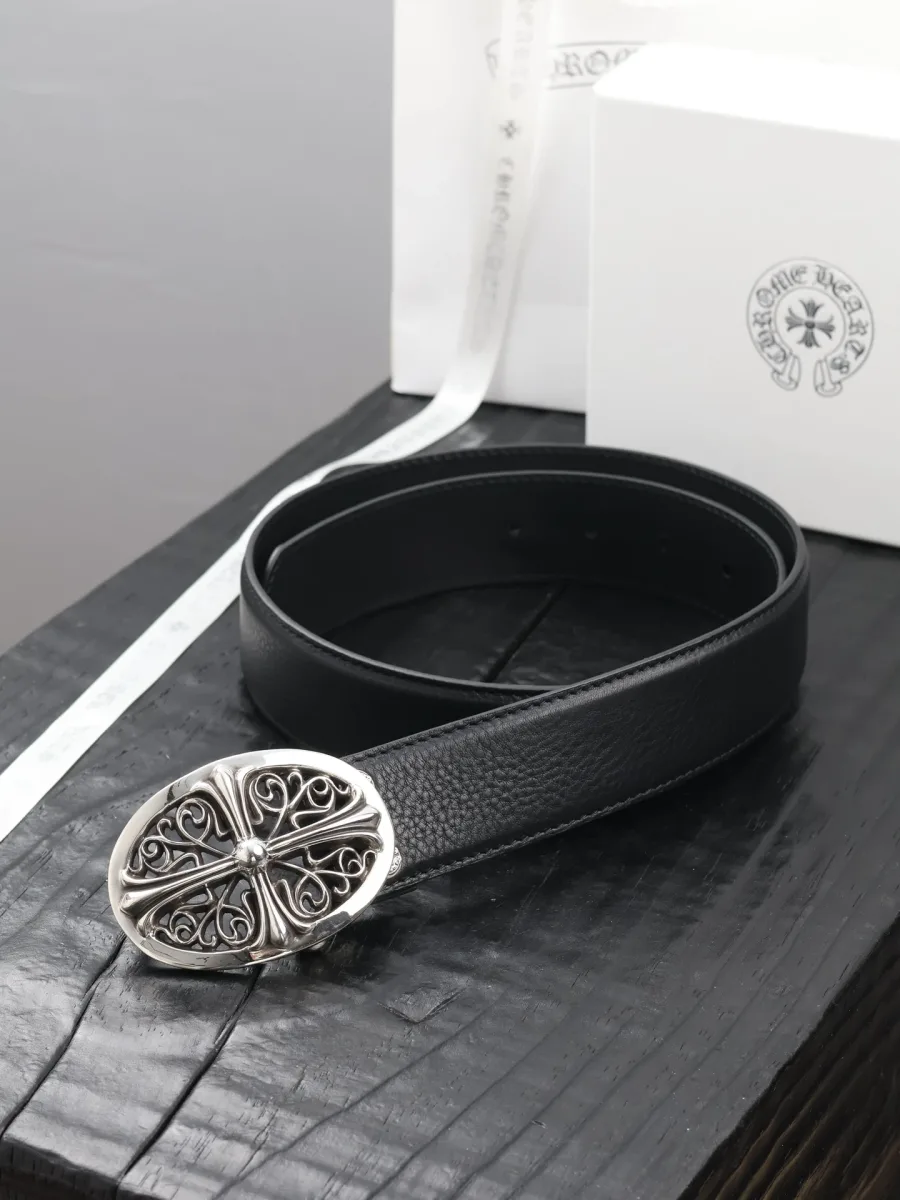 Кожаный ремень с пряжкой Classic Oval Cross