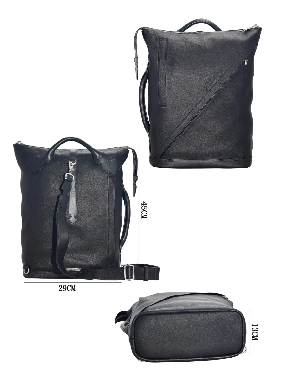 Черный кожаный рюкзак Chrome Hearts с серебром
