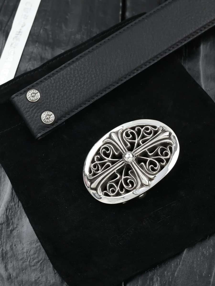 Кожаный ремень с пряжкой Classic Oval Cross