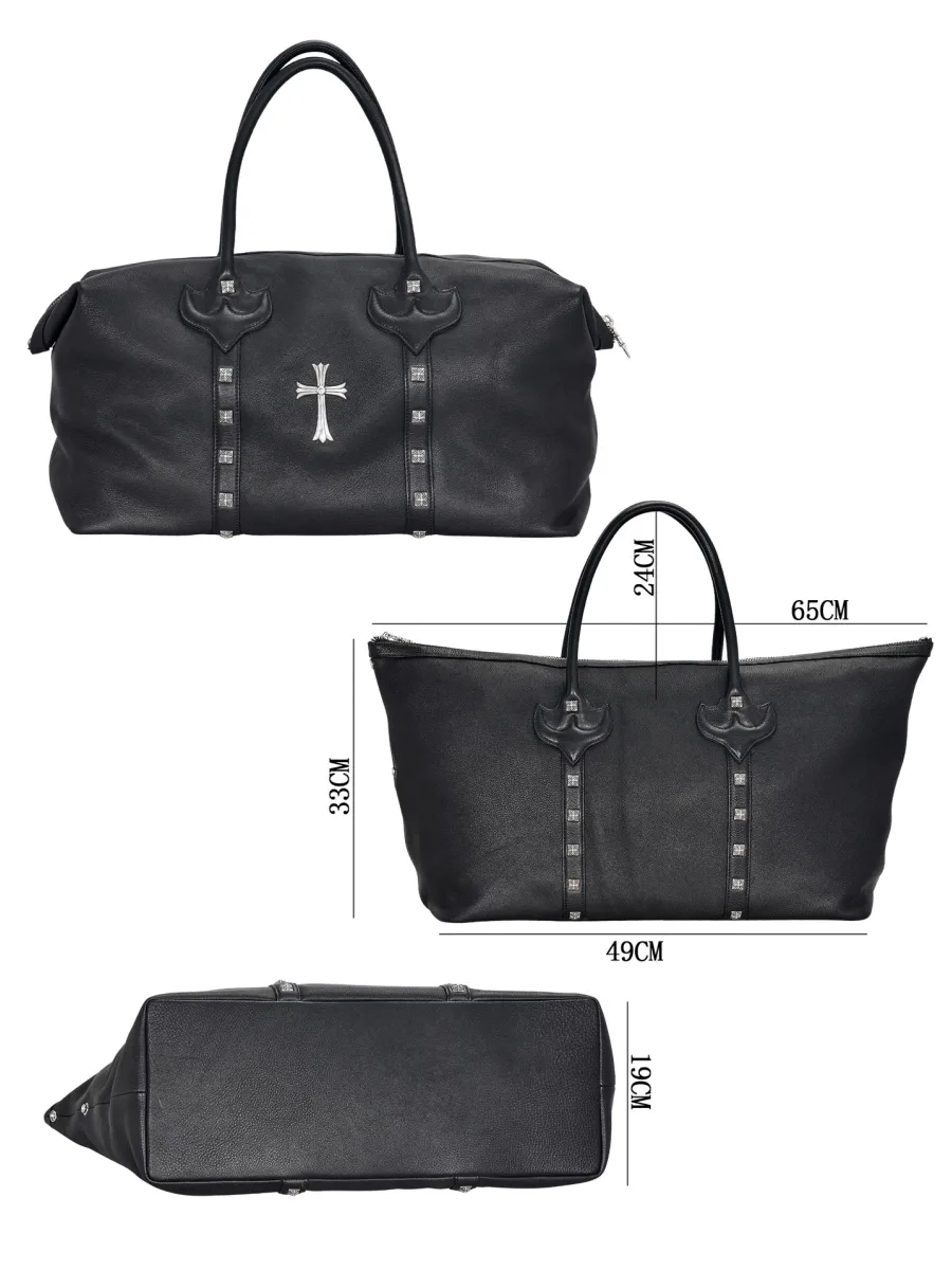 Черная кожаная дорожная сумка Chrome Hearts