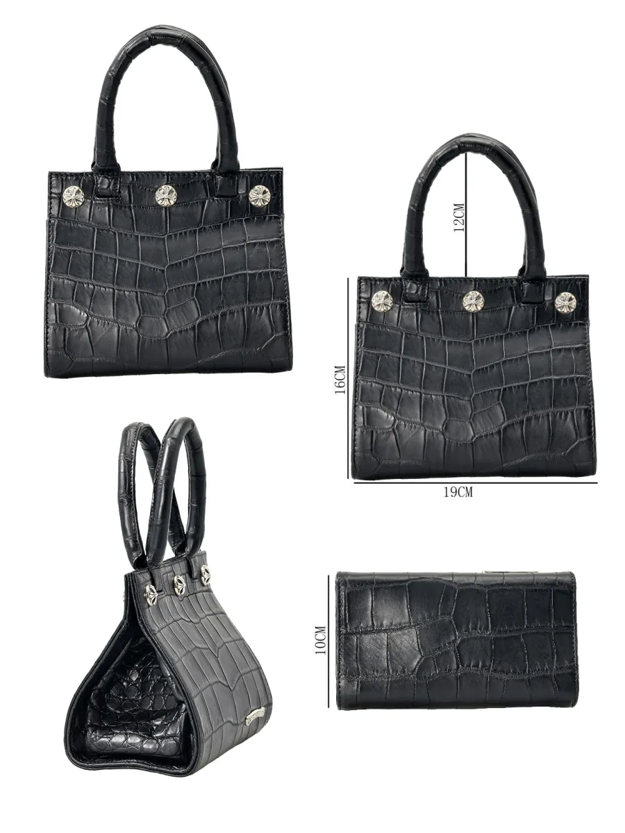 Черная кожаная мини-сумка Chrome Hearts с серебром