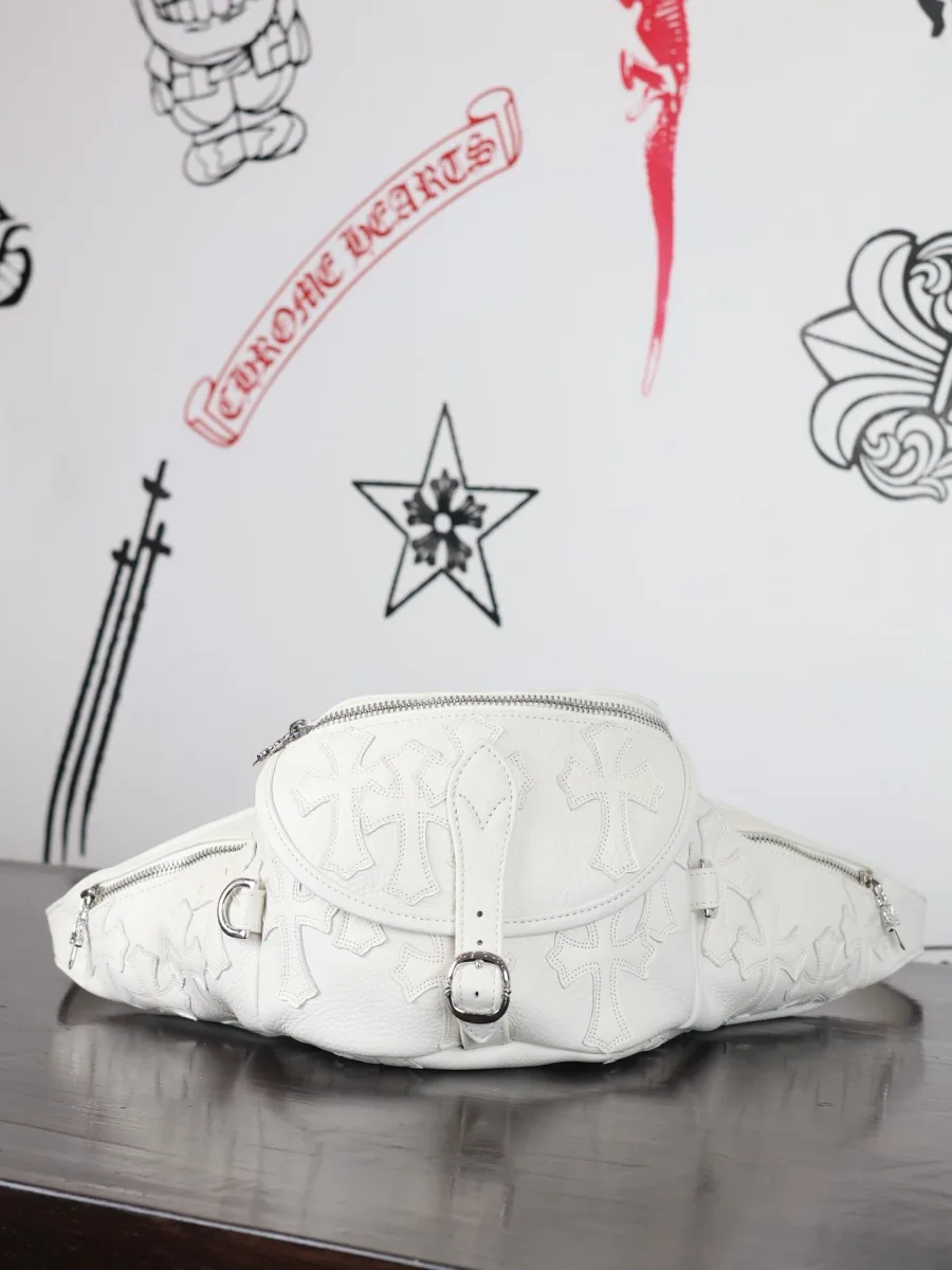 Белая поясная сумка Chrome Hearts Snat Pack