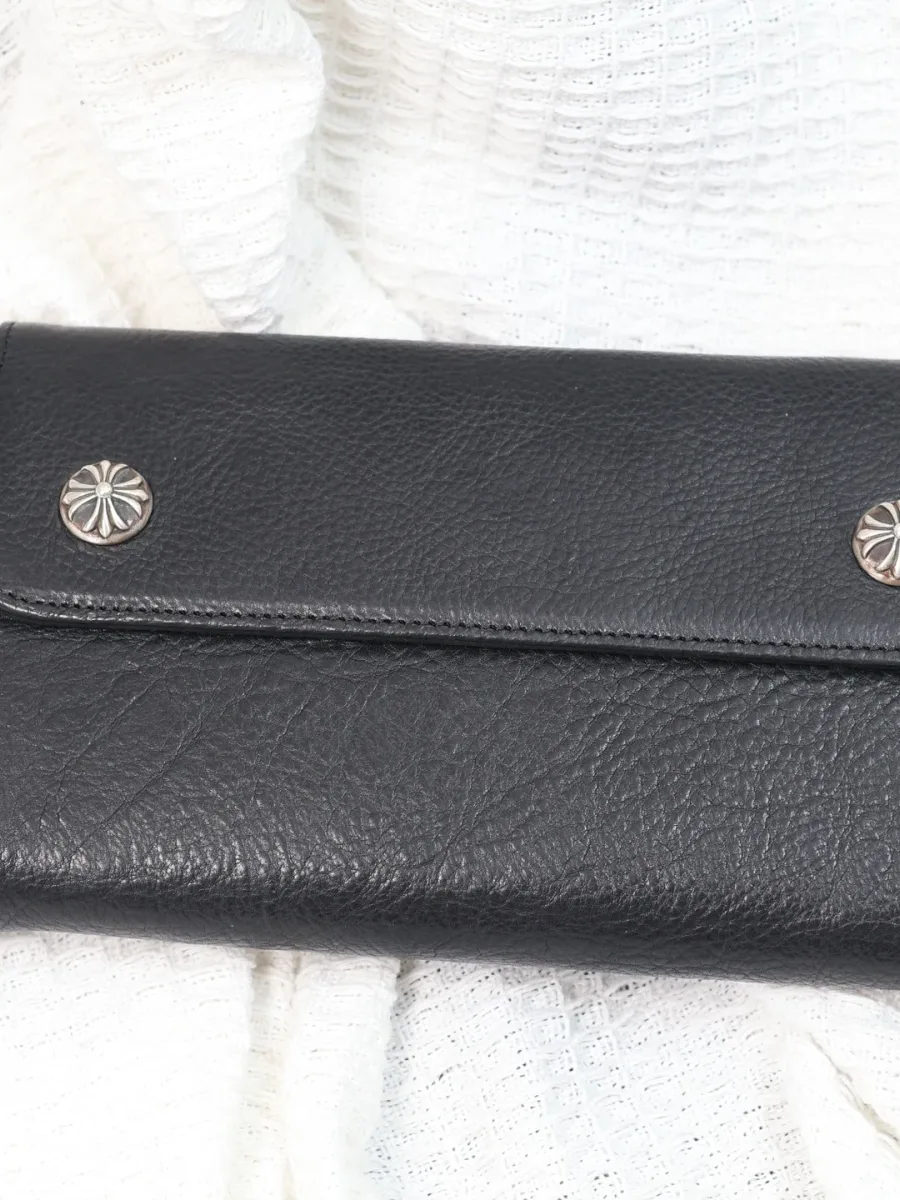 Кожаный кошелек Chrome Hearts с серебром