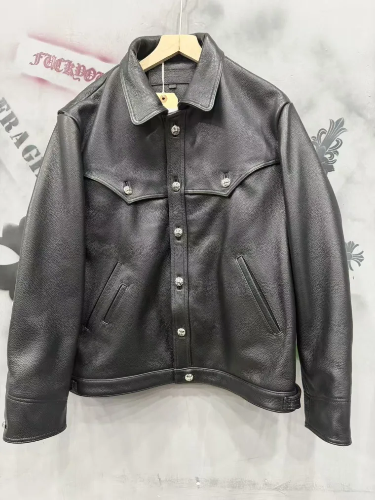 Chrome Hearts Кожаная куртка с нашивками