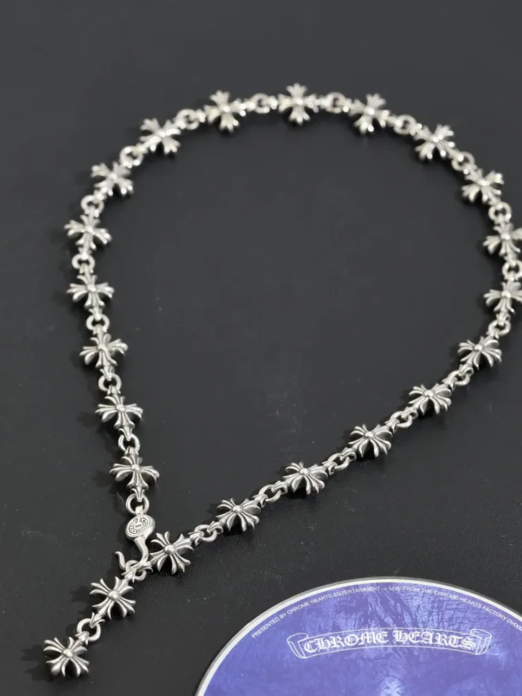 Chrome Hearts Серебряное колье с крестами