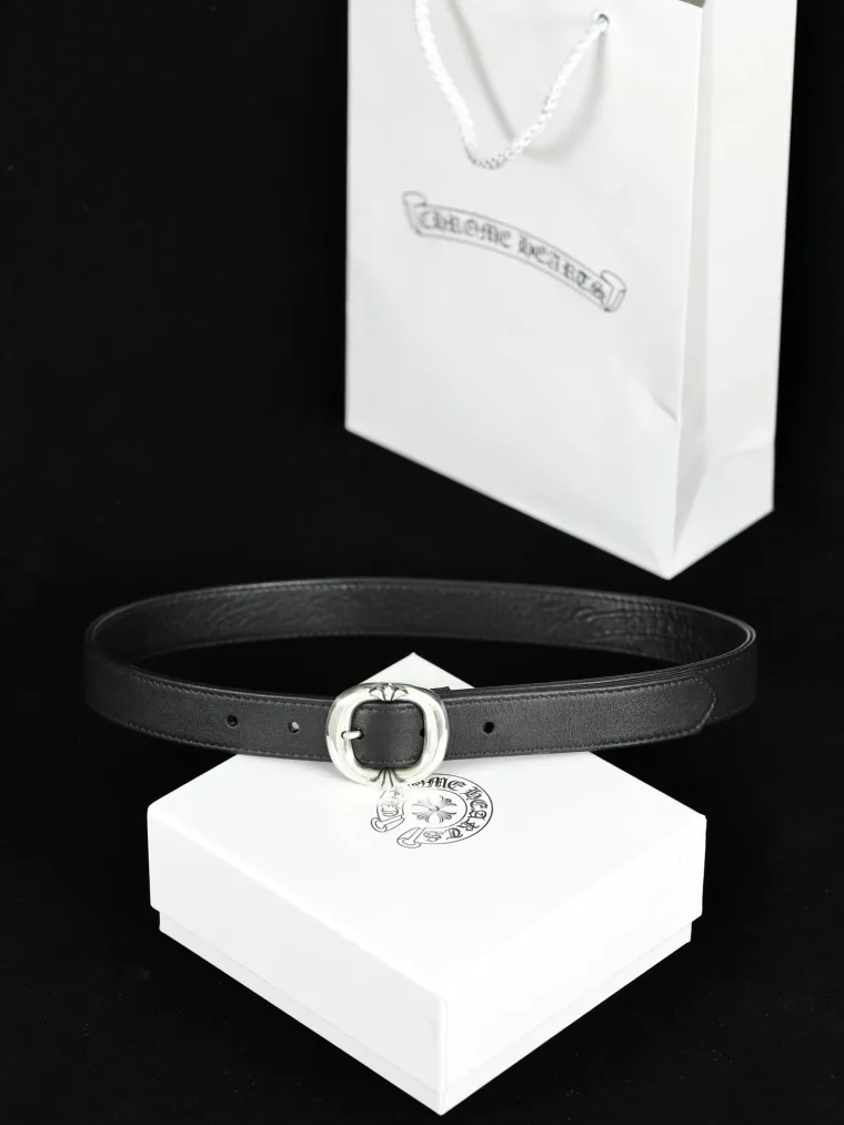 Chrome Hearts Кожаный ремень с серебряной пряжкой