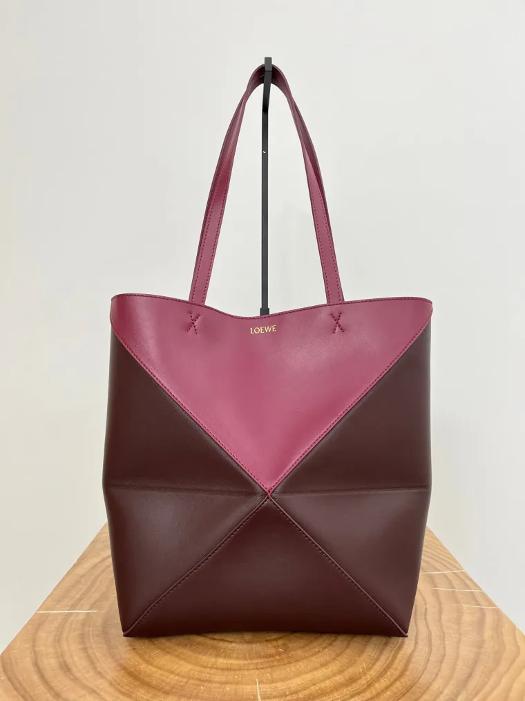 Loewe Бордовая сумка-тоут Puzzle Fold Medium в стиле колор-блок