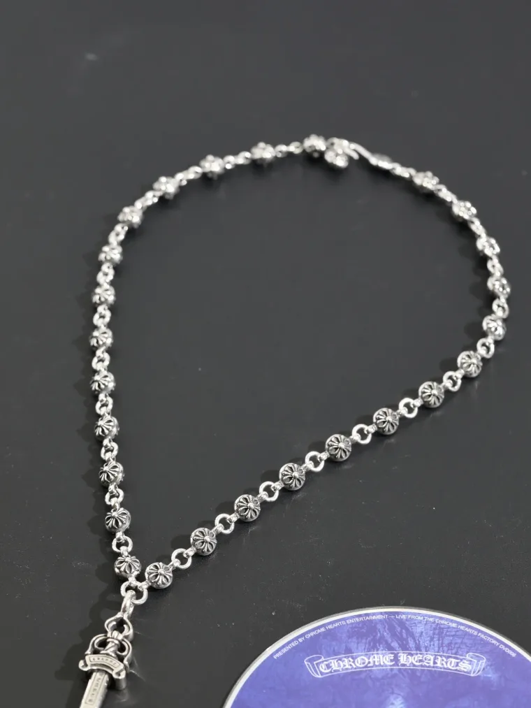 Chrome Hearts Серебряное колье Cross Ball с кулоном Dagger
