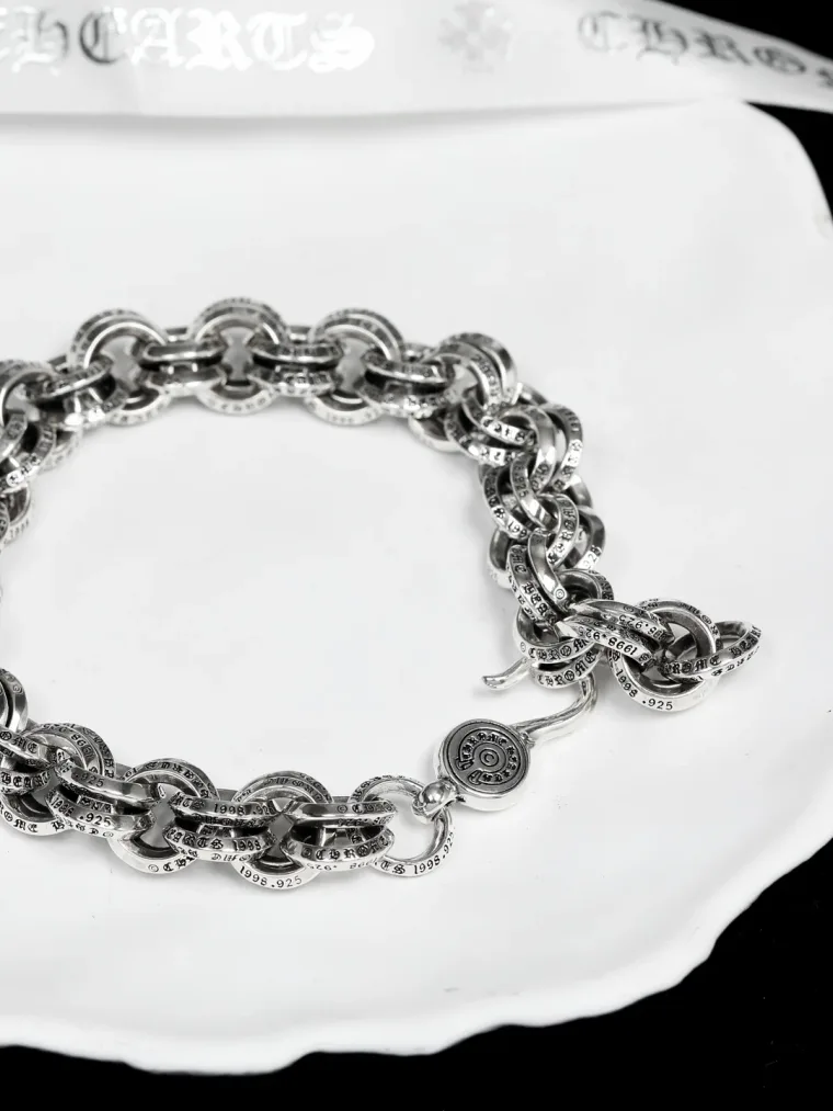 Chrome Hearts Серебряный браслет-цепь с двойными звеньями