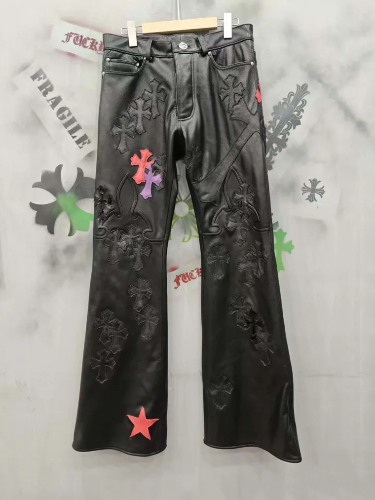 Chrome Hearts кожаные брюки-клеш