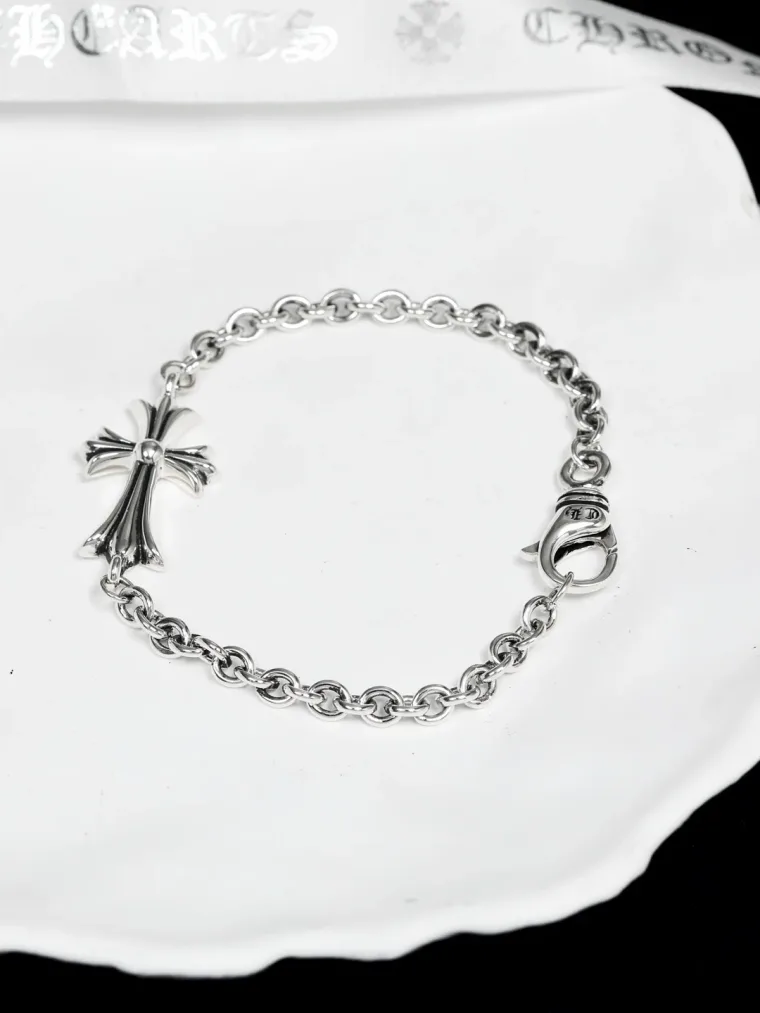 Chrome Hearts Серебряный браслет-цепь с крестом