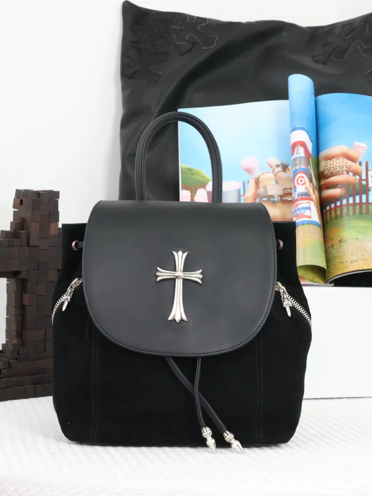 Chrome Hearts Кожаный рюкзак K033 с замшей и крестом